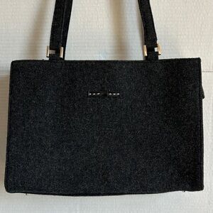 Wool double strap shoulder bag, dark gray/black